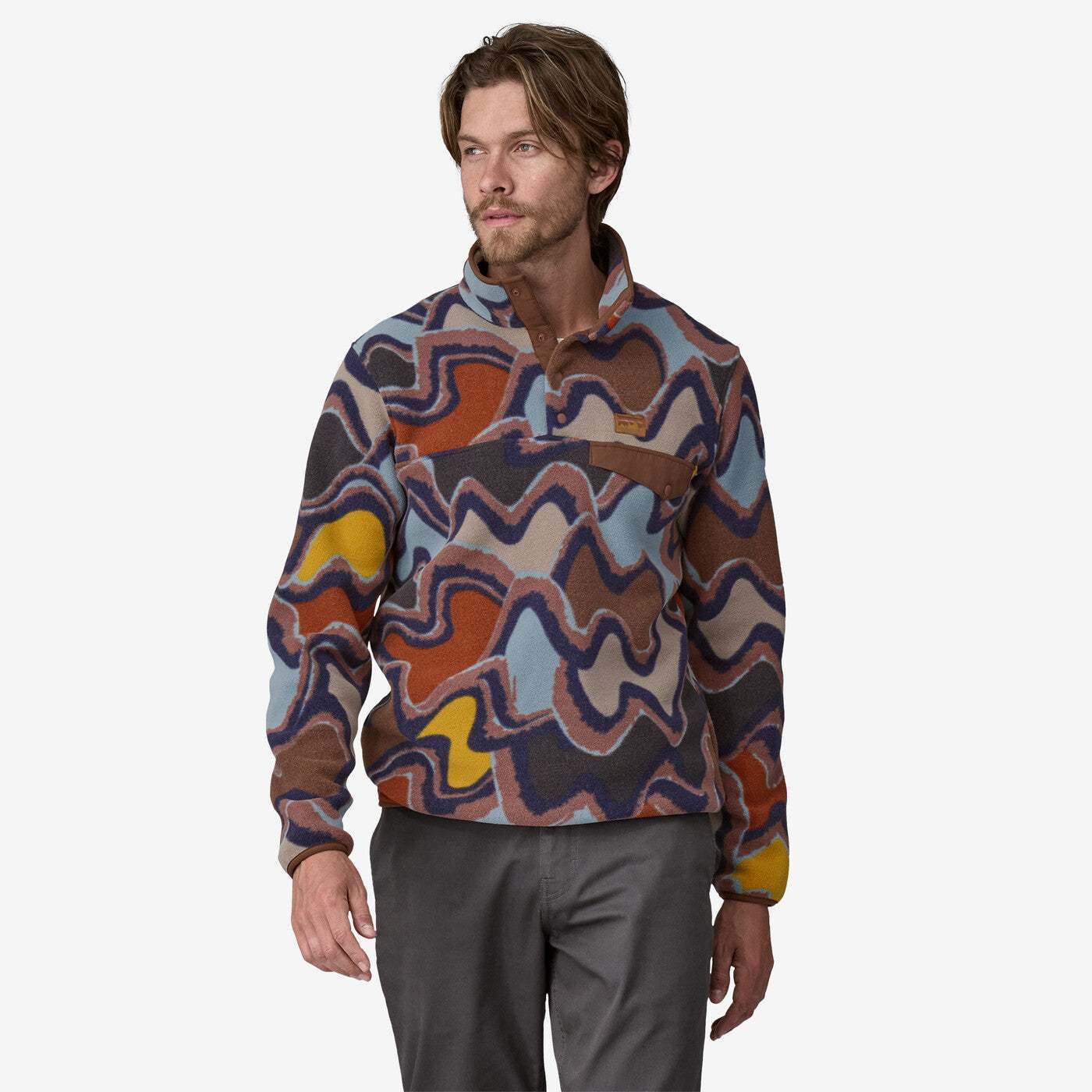 Men's lightweight Synchilla® fleece pullover with abstract pattern.