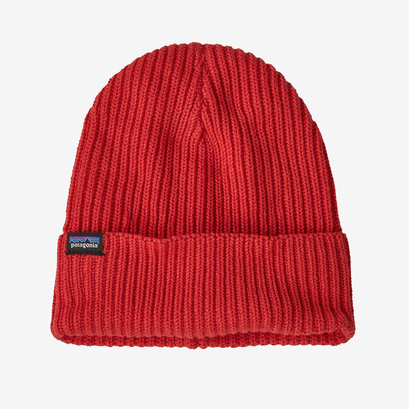 Patagonia Fishermans Rolled Beanie, red, 100% recycled polyester.