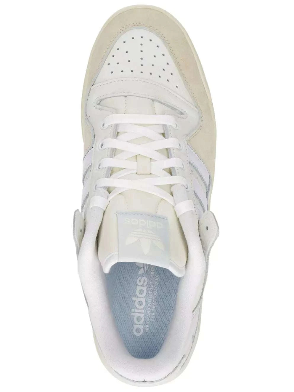 Top view of the adidas Forum 84 Low ADV (FY7998) in Chalk White, featuring leather and suede upper with lace closure.