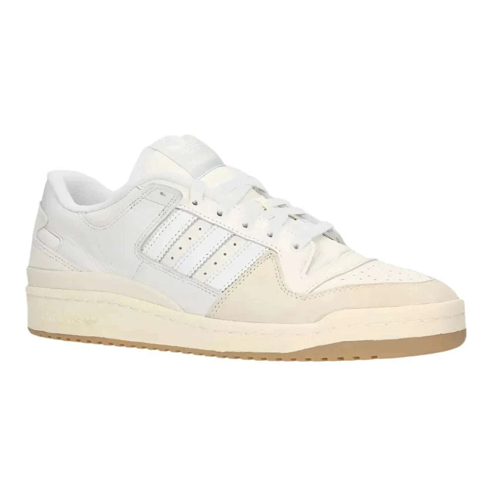 adidas Forum 84 Low ADV FY7998 shoes in chalk white; leather and suede upper; rubber outsole; Adiprene cushioning; skateboarding shoe.