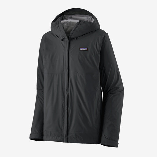 Patagonia Torrentshell 3L Rain Jacket with adjustable hood and waterproof fabric.