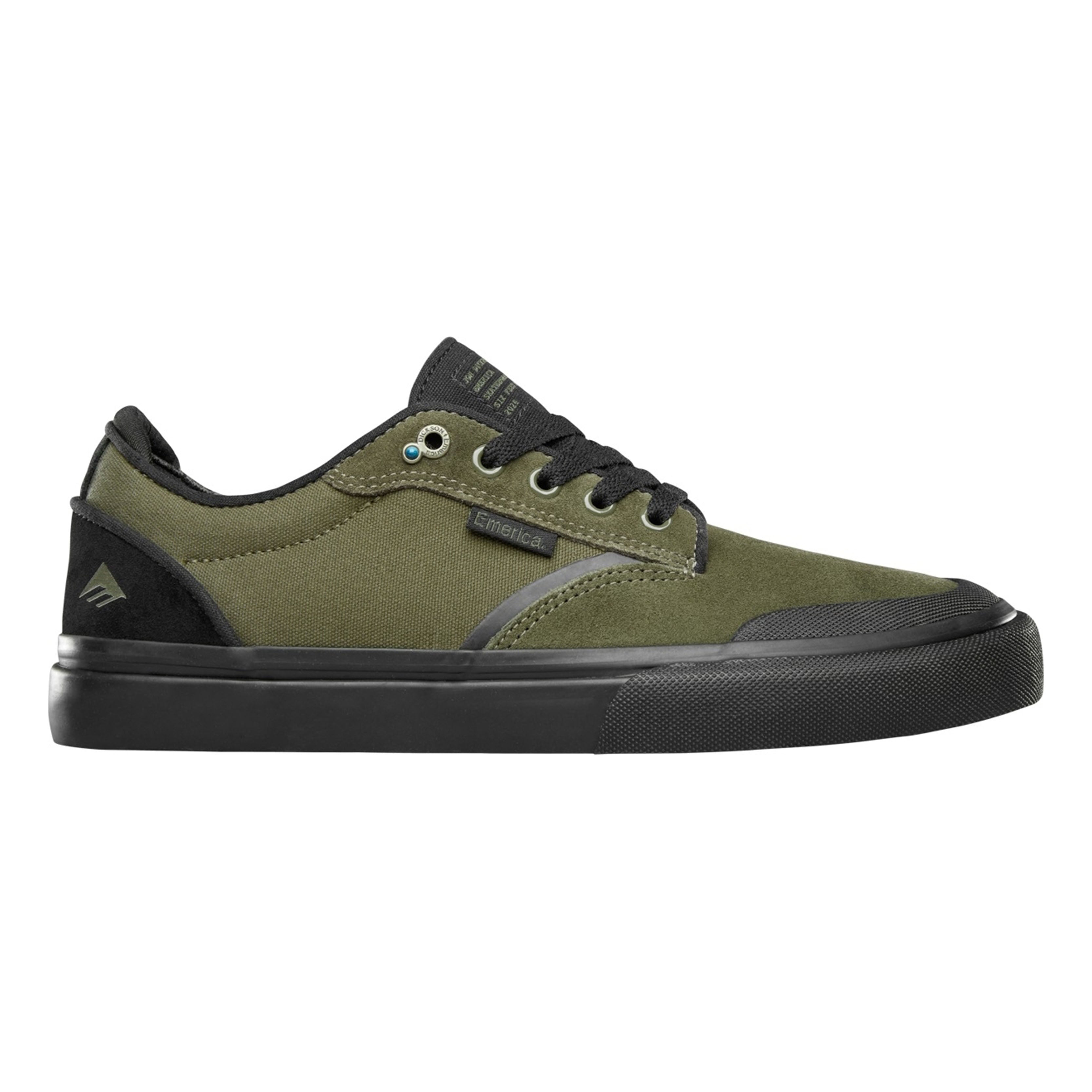Dickson X skate shoe with Flick Shield toe reinforcement and G6 foam insole.