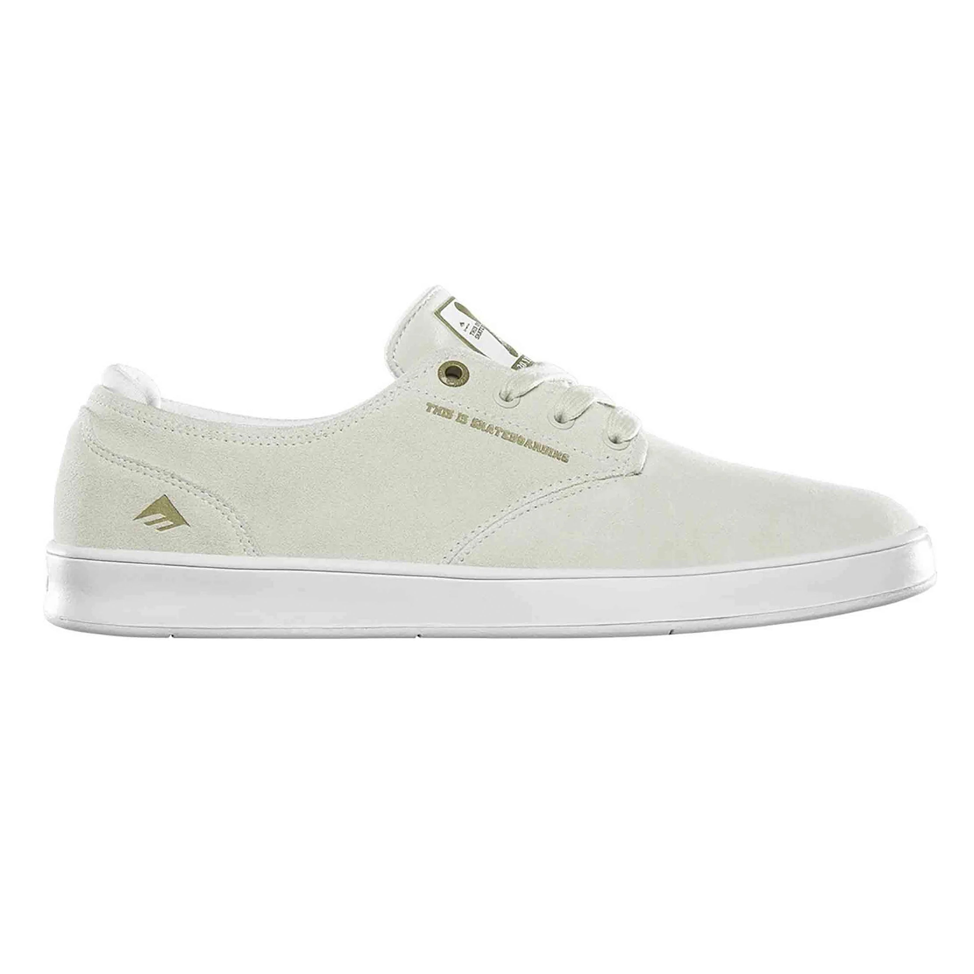Romero Laced skateboarding shoe with low profile cupsole and triangle tread pattern for grip.