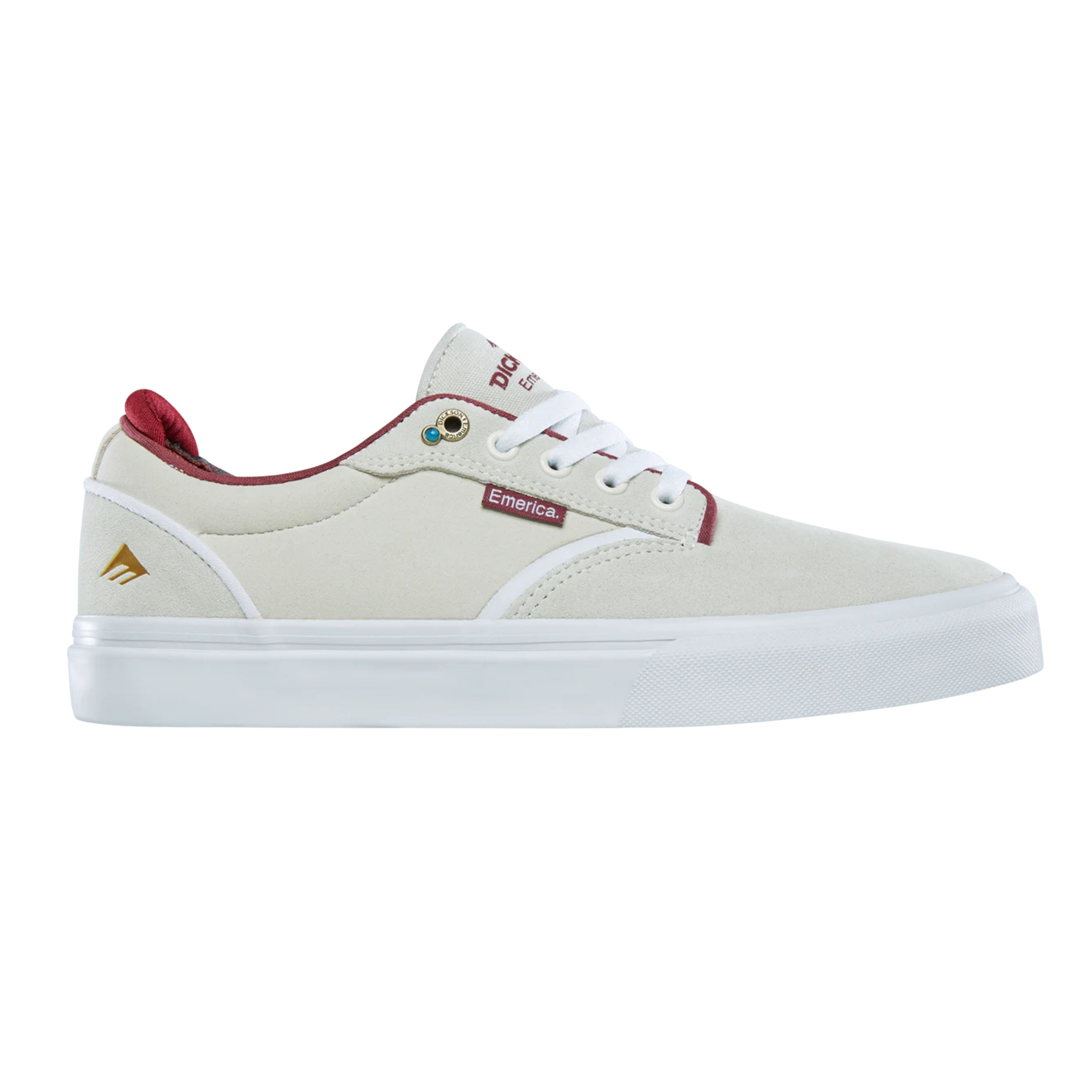 Emerica Dickson skate shoes with Flick Shield, Desert Grip, and G6 insole.