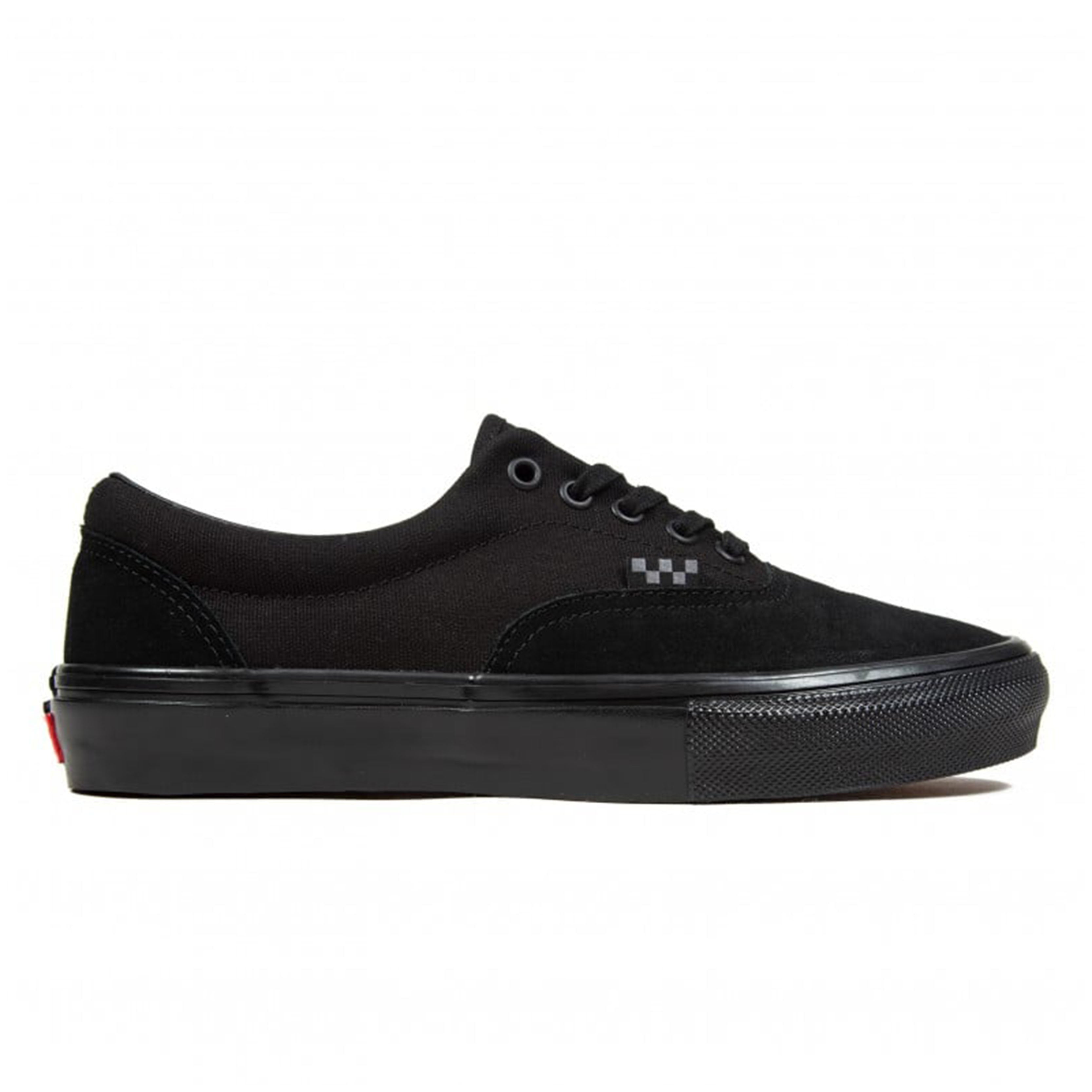 Skate Era shoe with durable canvas and suede uppers, featuring a black color and checkerboard flag for modern skateboarding.
