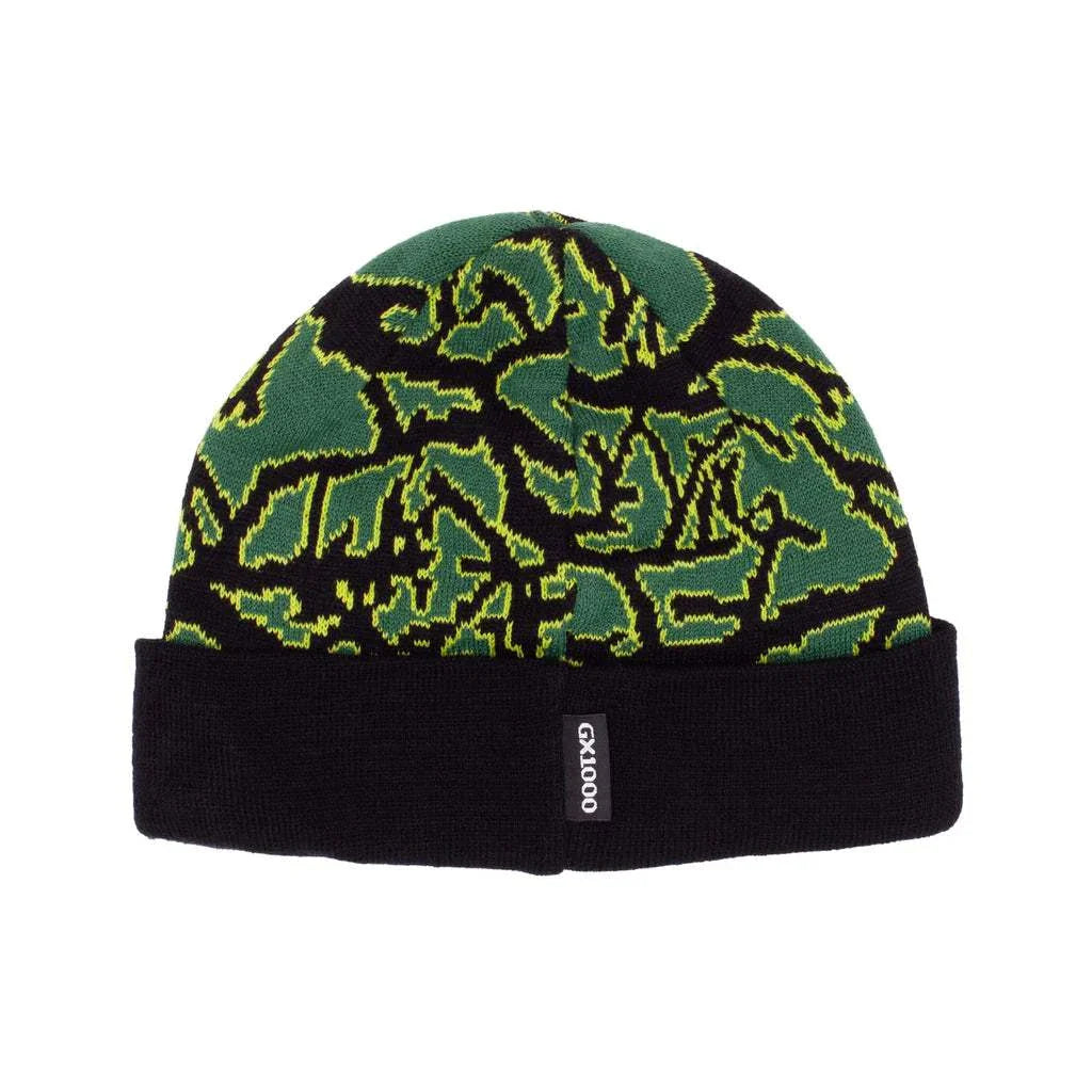 Argon Beanie, mukautettu jacquard-neulottu, 100% akryyli, vihreä-musta kuvio.
