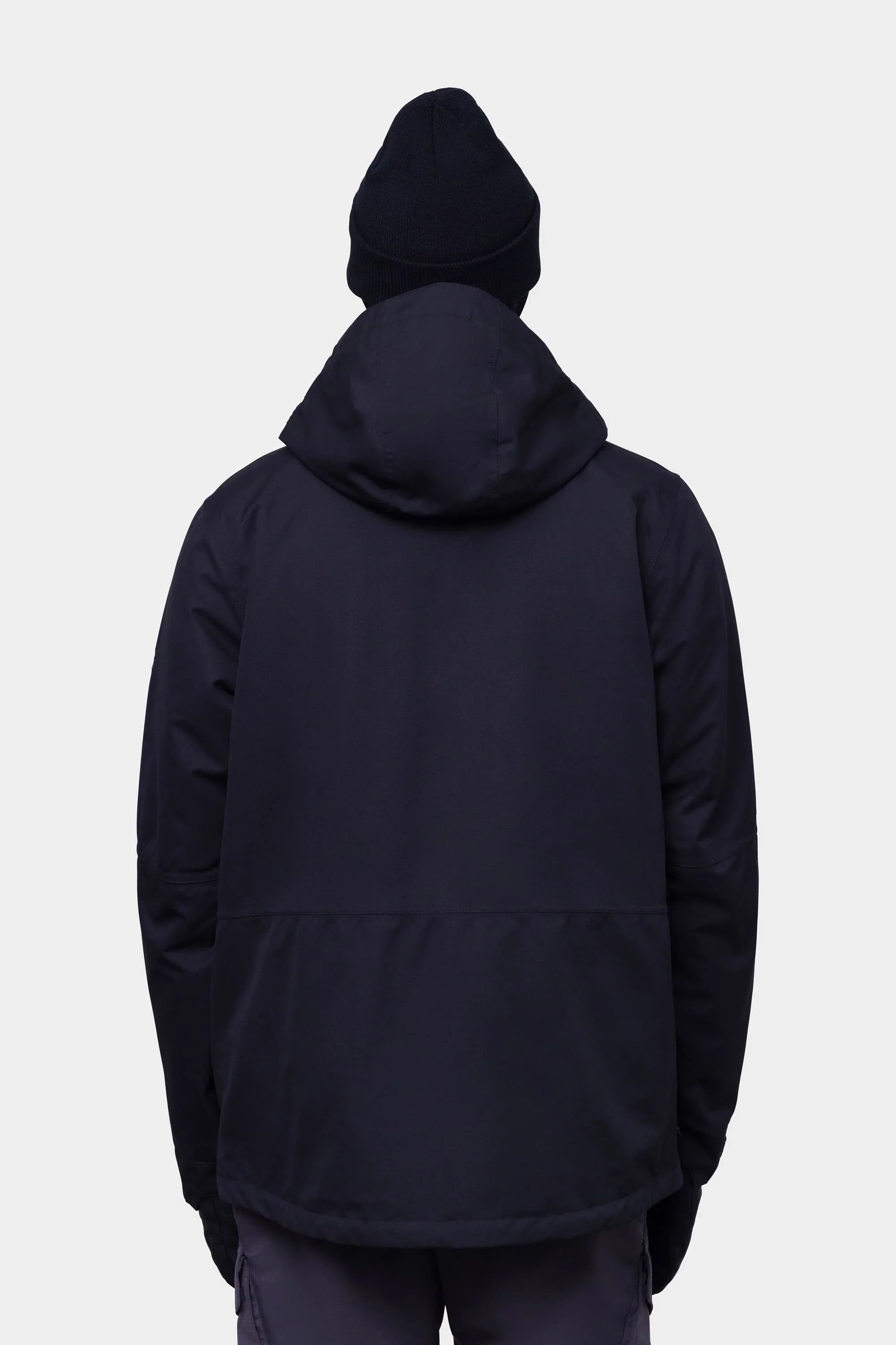 Smarty 3-IN-1 Form Jacket, black, rear view, featuring fully taped seams, waterproof zippers, and two-way hood adjustment.