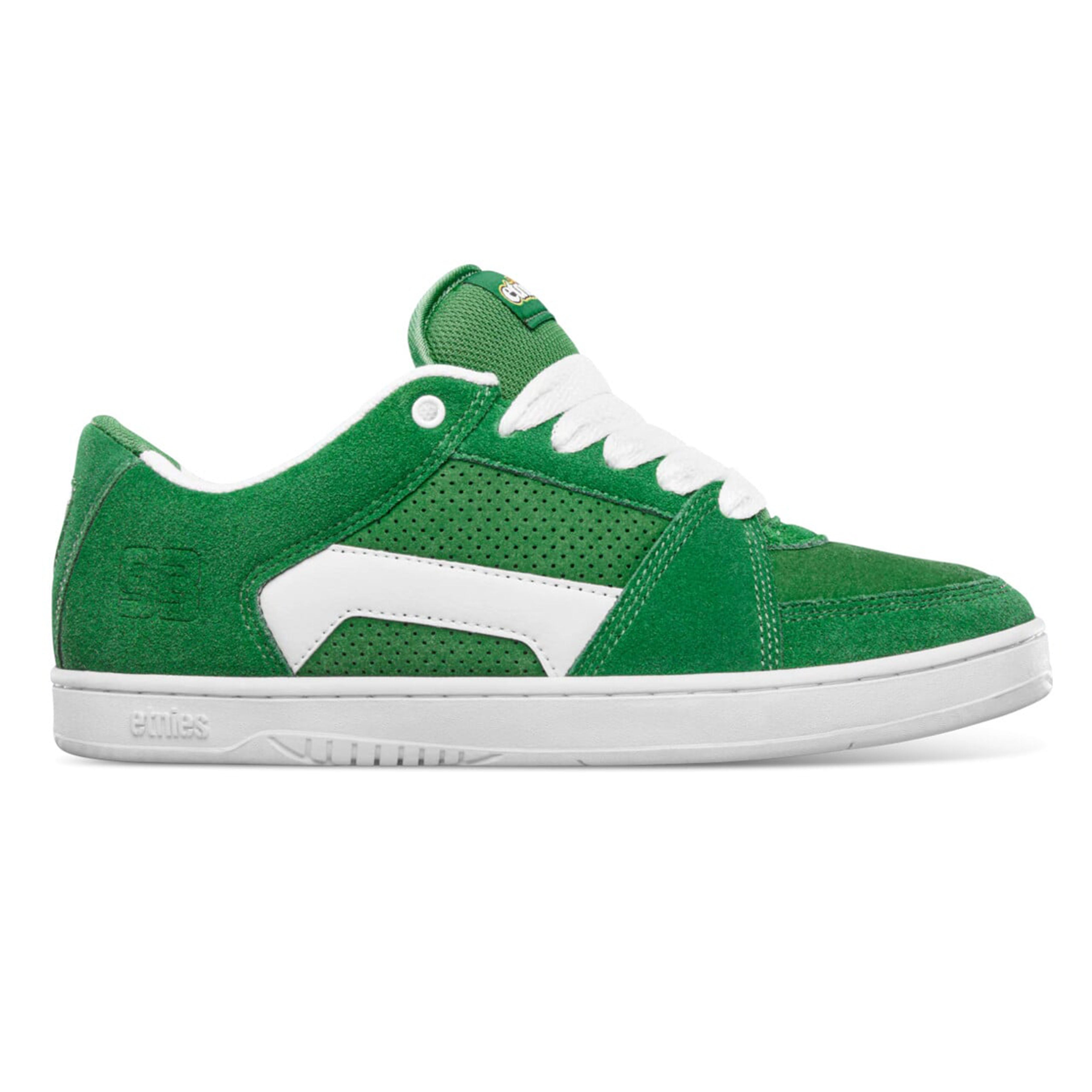 Etnies MC Rap Lo White/Green skate shoe with reinforced upper and durable rubber outsole.