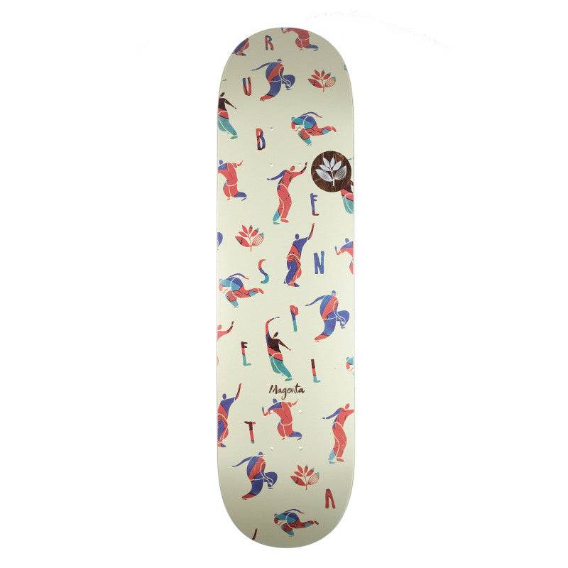Magenta Ruben Spelta Deep Series 8.4 skateboard deck with colorful design.