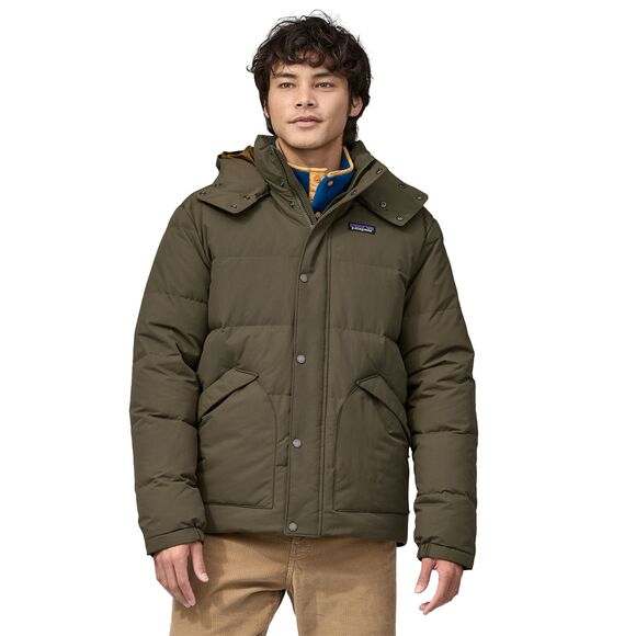 Patagonia men's downdrift jacket, regular fit, recycled materials, olive green.