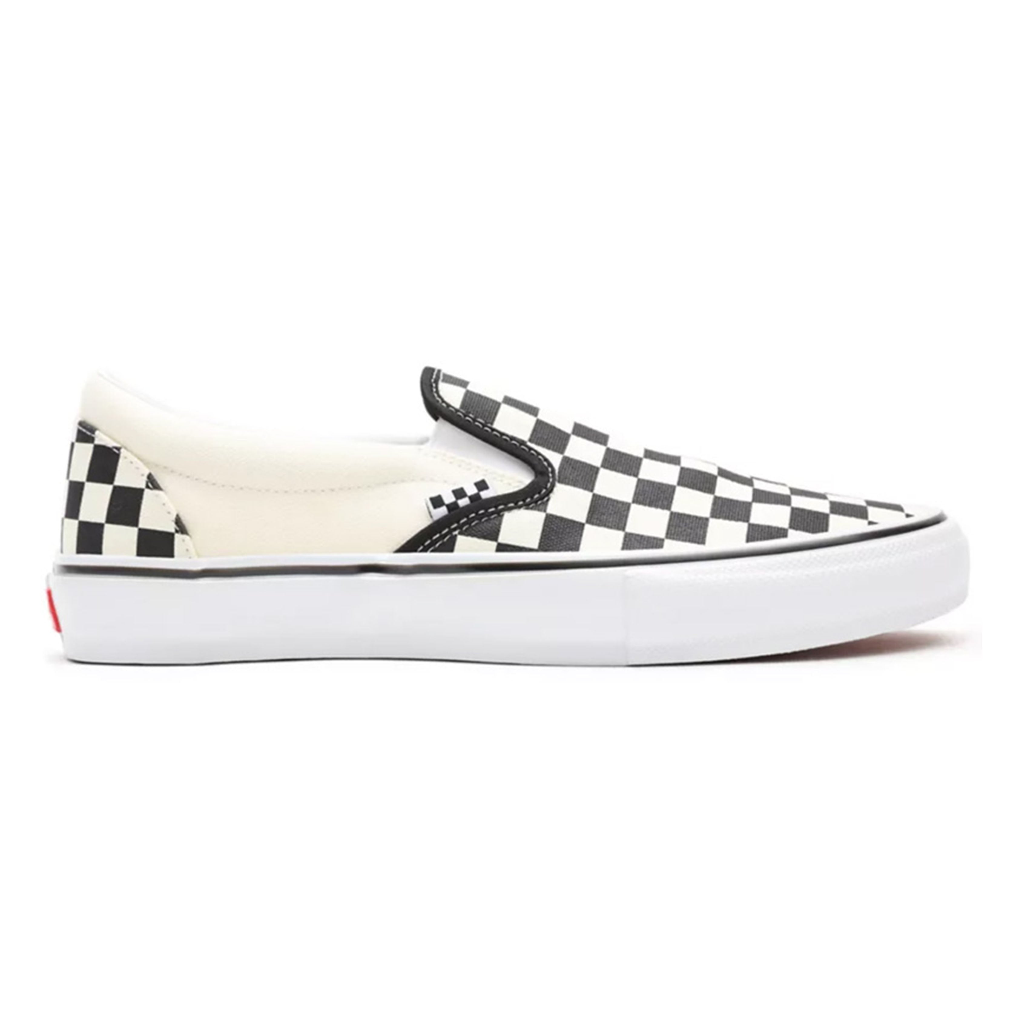 Skate Slip-On shoes with checkerboard pattern and durable suede and canvas uppers, engineered for enhanced grip and boardfeel.