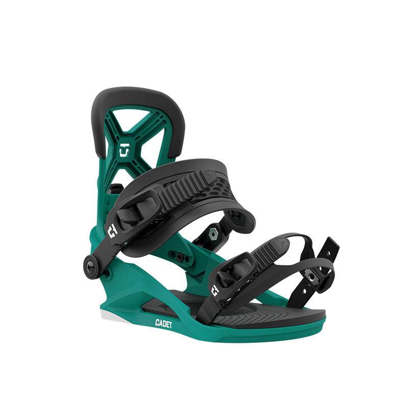 CADET kids' snowboard binding with adjustable heelcup and straps.