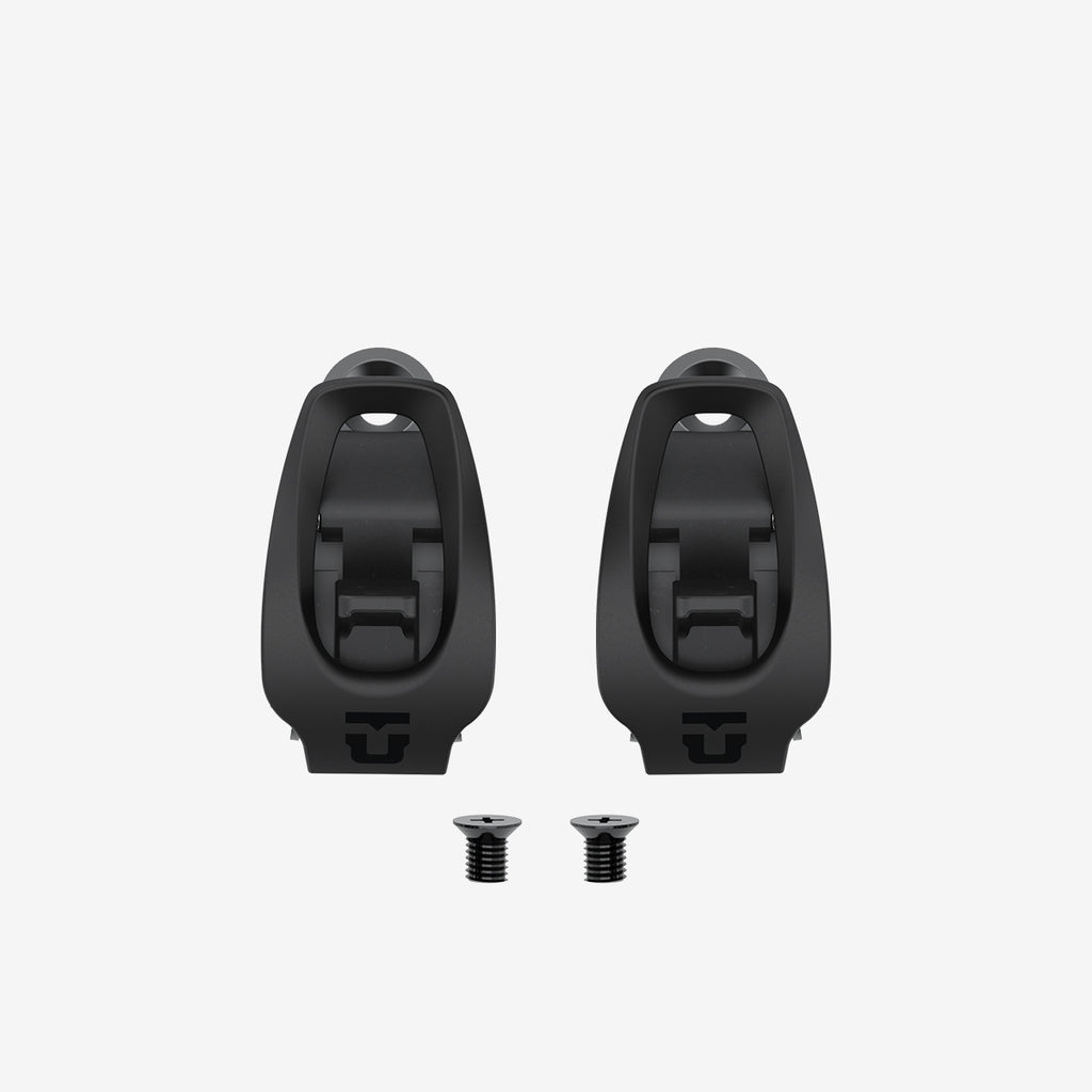 Aluminum toe ratchet set with screws for Union bindings.