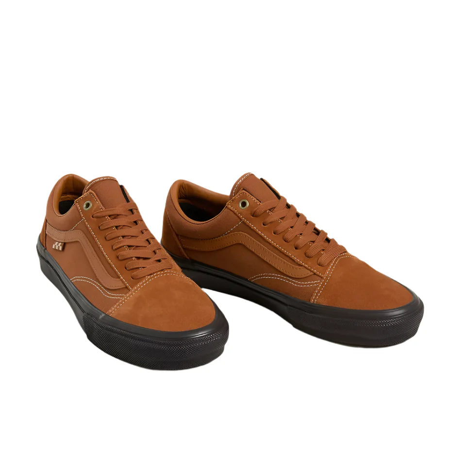 Skate Old Skool -kengät, ruskea mokka ja kangas, kestävä DURACAP™-vahvikkeet, SICKSTICK™-kumipohja, POPCUSH™-iskunvaimennus.
