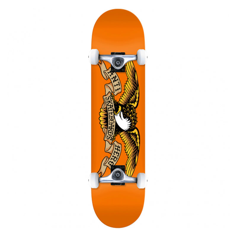 ANTIHERO Classic Eagle Complete Skateboard 7.75", orange deck, medium concave, 7-ply maple, 5" trucks, 53 mm wheels.