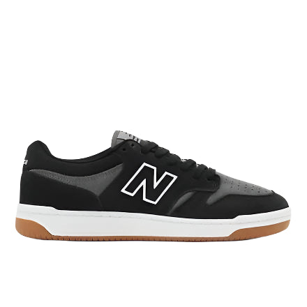 NM480MGC skate-inspired shoes in black suede, leather, and mesh with reinforced toe cap and FuelCell foam.