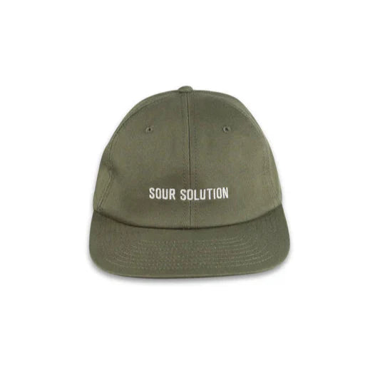 Oliivinvihreä Sour Solution snapback-lippis, 5-panelinen, 100% puuvillaa.