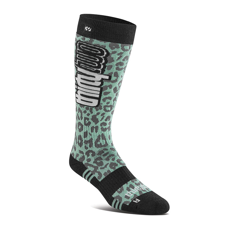 Women's merino sock in black/grey with ASI fit and midweight merino wool blend.