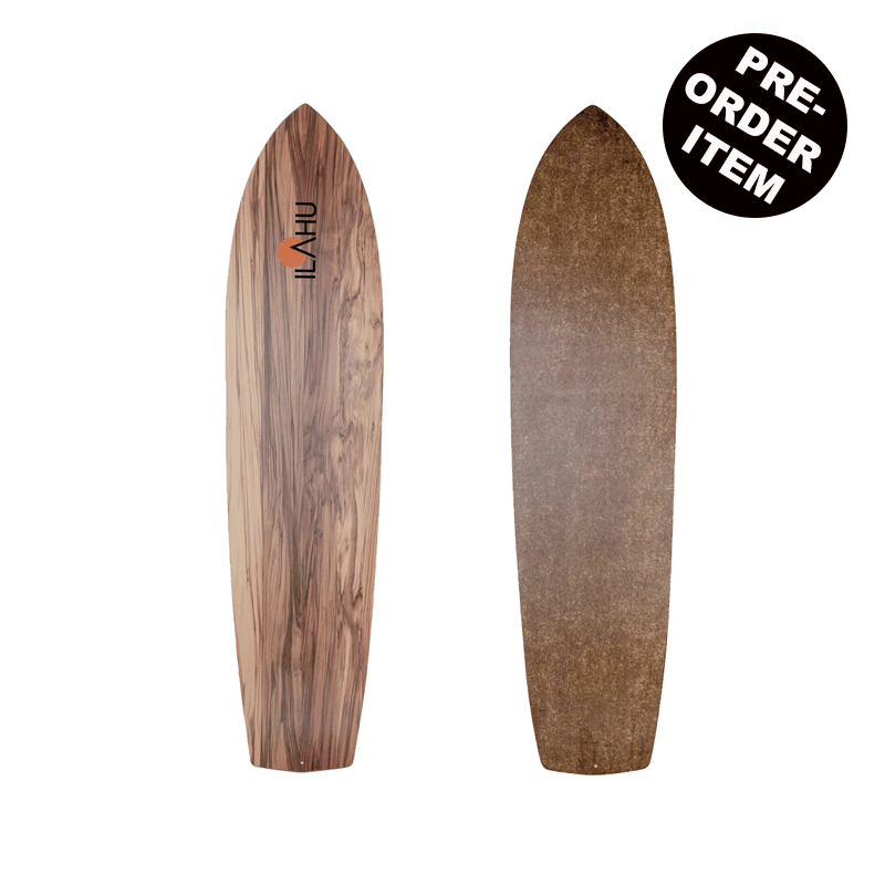 TIIRA WALNUT snowboard, pre-order, arctic tern-inspired design, stable for fast turns, rounded square tail, durable Finnish birch ply, versatile terrain use.
