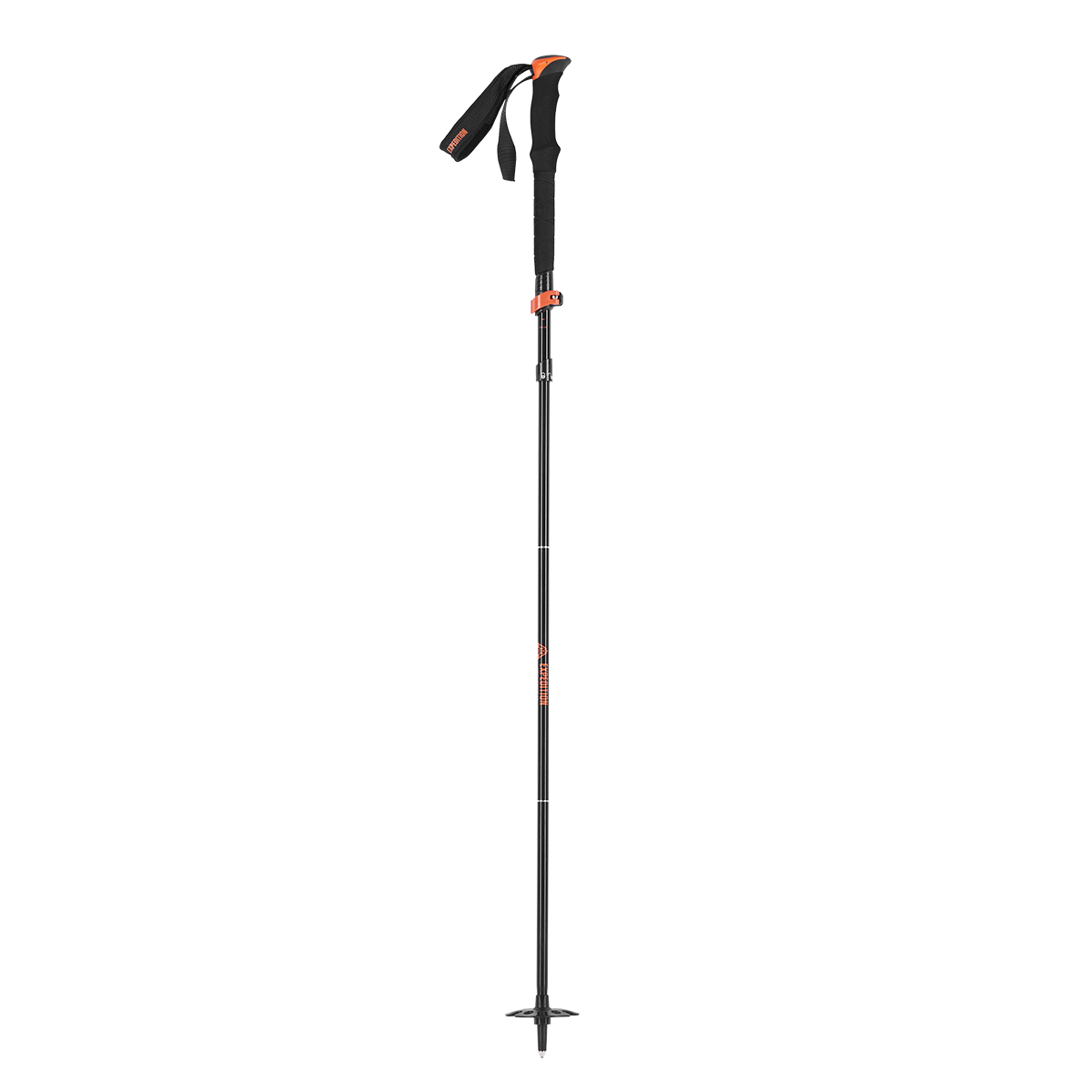 Aluminium touring poles with foldable design, fast lock system, and extended handle grip.
