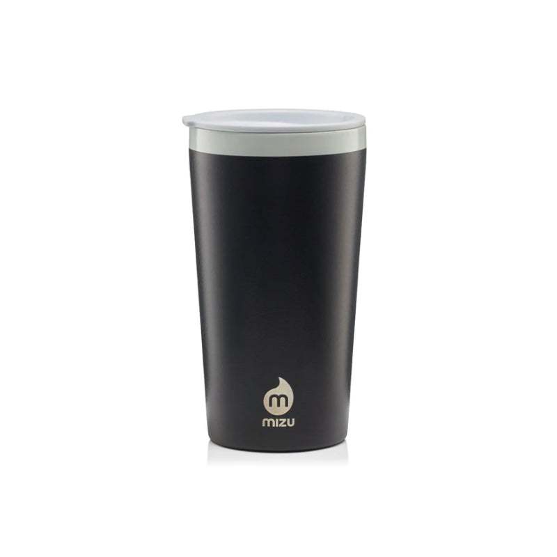CERAMIC TUMBLER 16 oz black with lid, insulated stainless steel, 450 ml capacity.