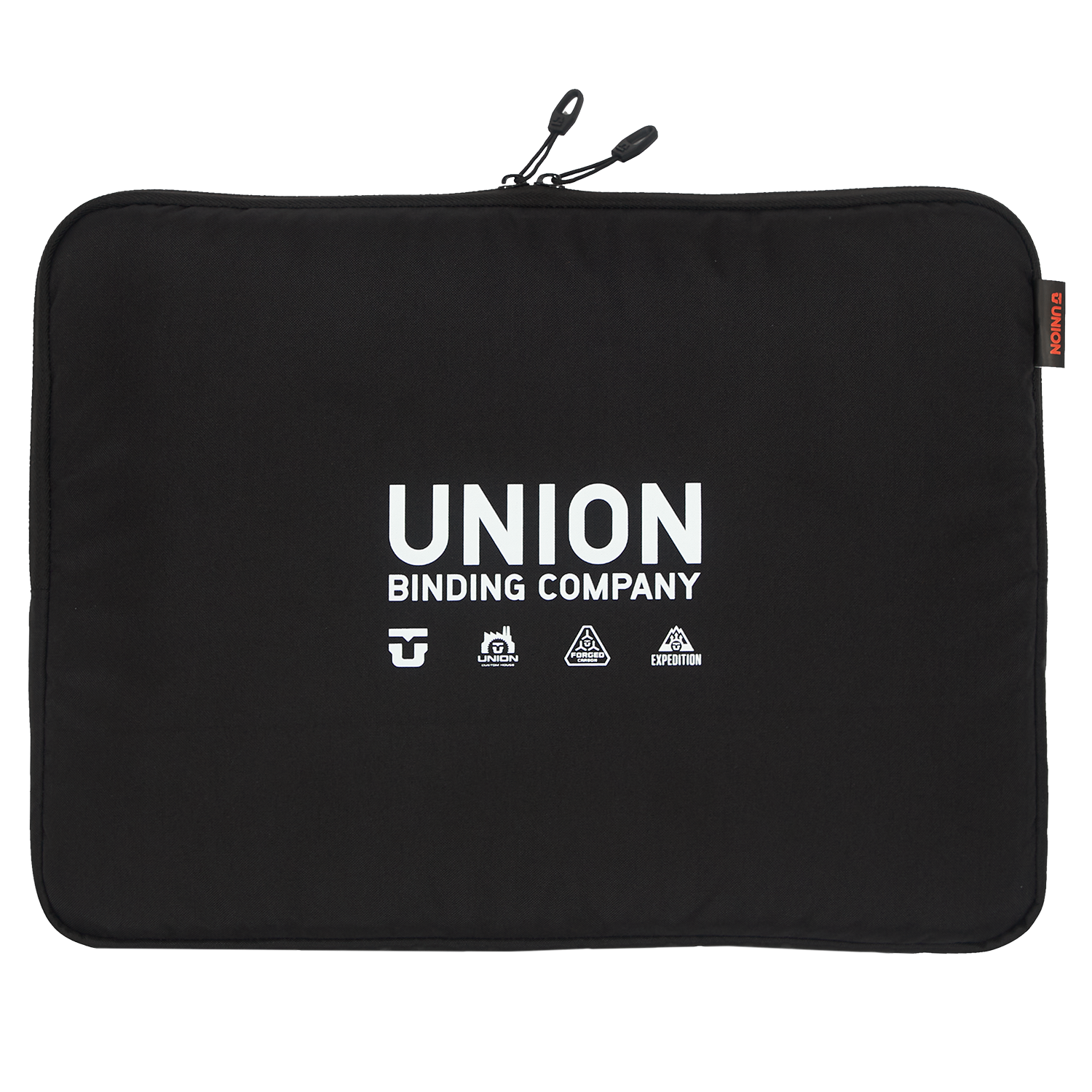 Black Union Binding Company laptop sleeve.