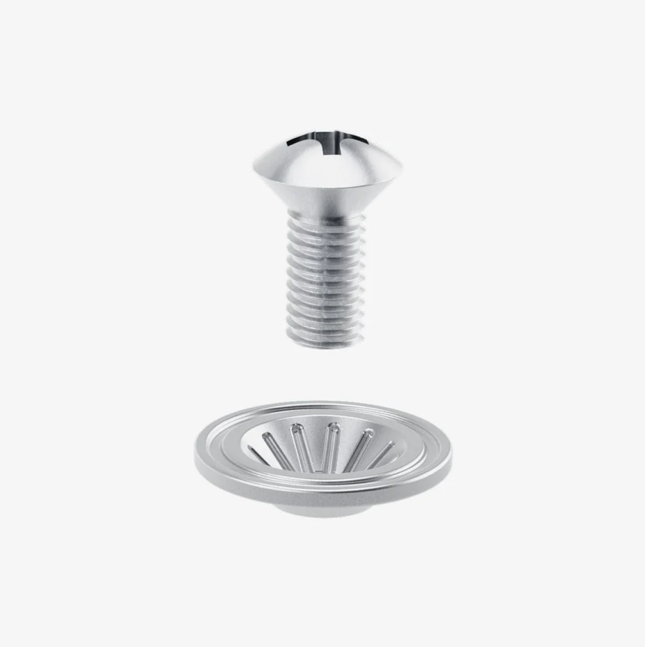 Mounting hardware screw and washer set for Union bindings, 14mm x M6, grade 8.8 steel.