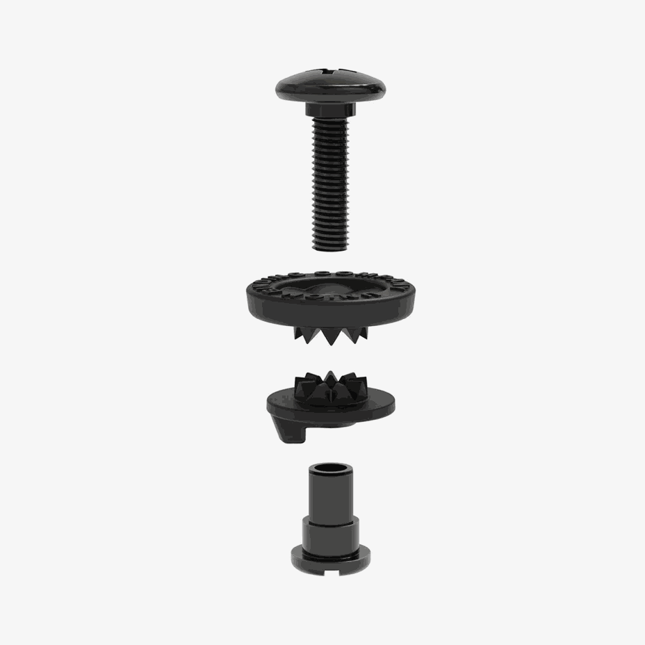 Ankle strap hardware components for Union bindings, includes screws, washers, and barrels suitable for models from 2016 onwards.