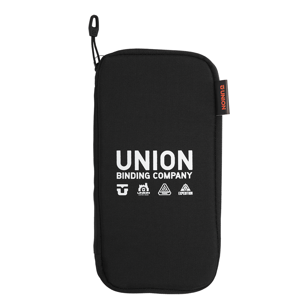 PASSPORT HOLDER by Union Binding Company, black, zippered design.