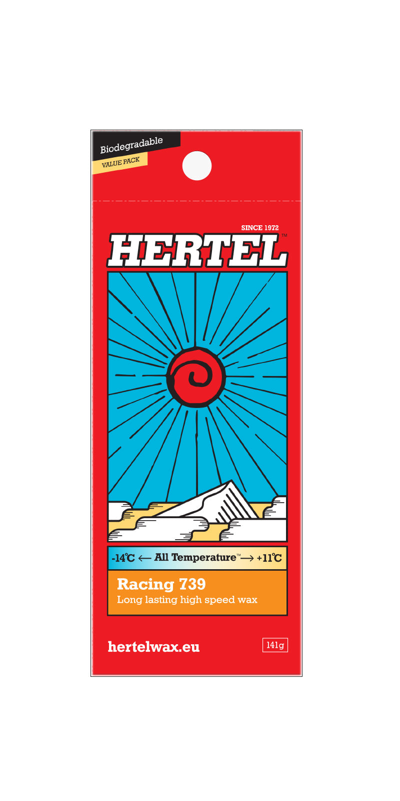Racing® 141g lumilauta- ja laskettelusuksivaha, biohajoava ja kaikille lämpötiloille sopiva suksivaha.