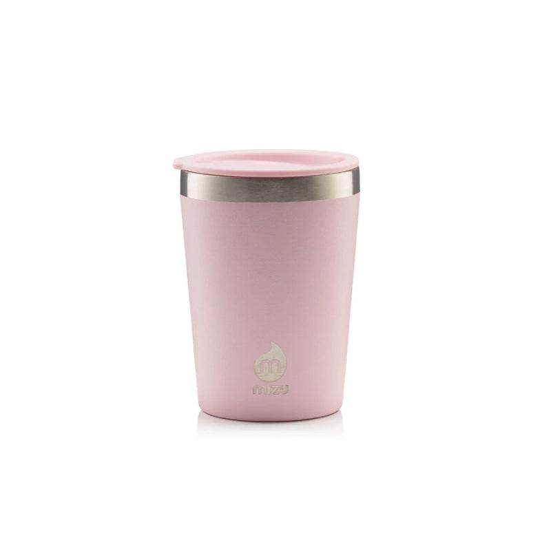 Soft pink 10 oz insulated stainless steel tumbler with lid.