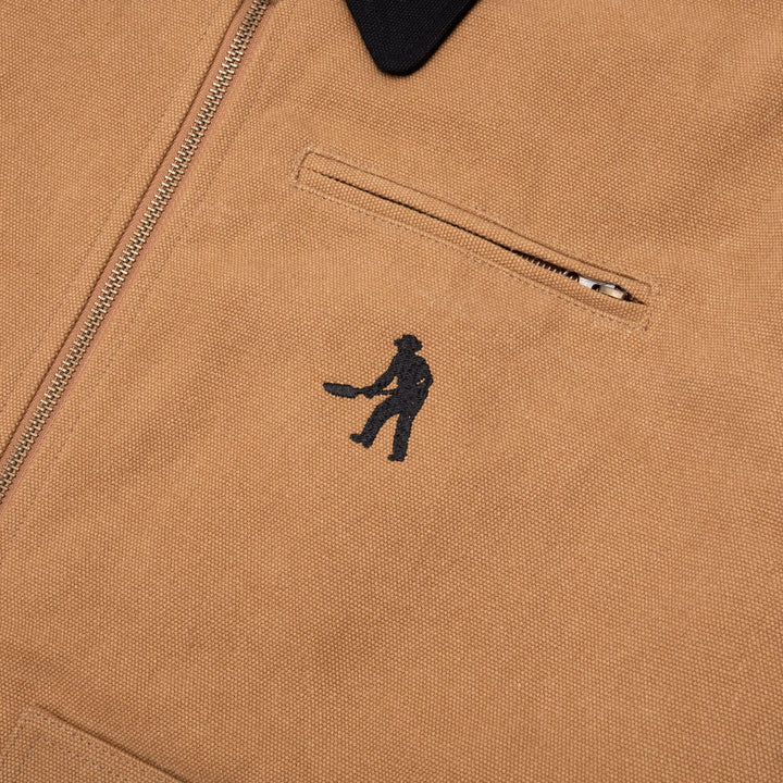 PASS-PORT Packers Jacket in caramel with front embroidery and heavy weight brushed cotton canvas.