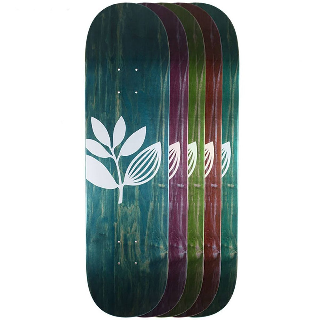 Magenta Big Plant Team Wood 8.25" skateboard deck with plant graphic design.