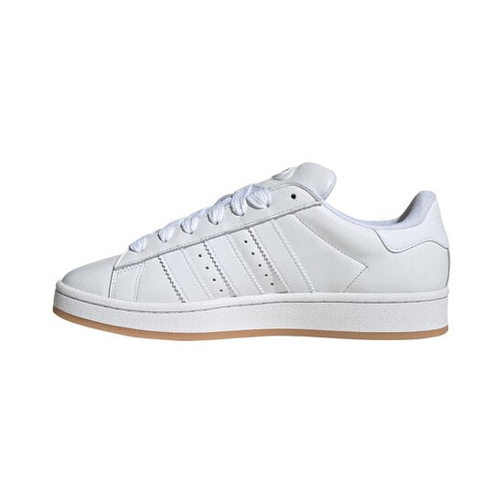 Adidas Originals Campus 00s leather sneakers in white, side view.