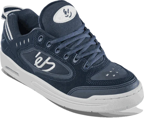 és Creager skate shoe with airbag heel, suede upper, and rubber toe piece for durability.