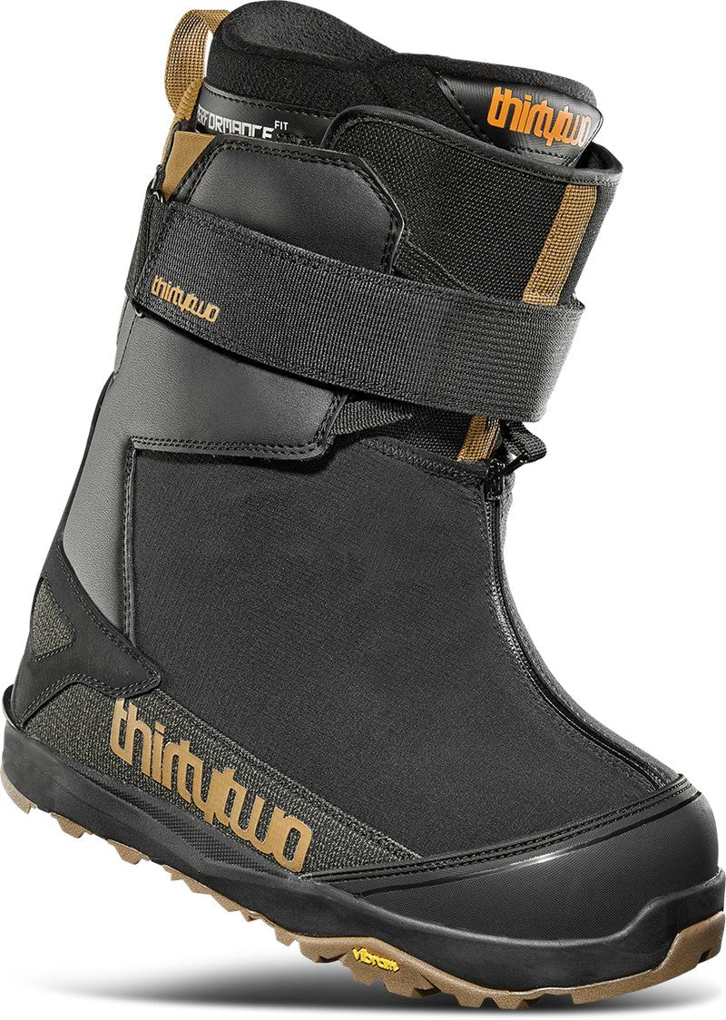 TM-2 X Jones snowboard boot, black/brown, featuring medium flex and performance fit.