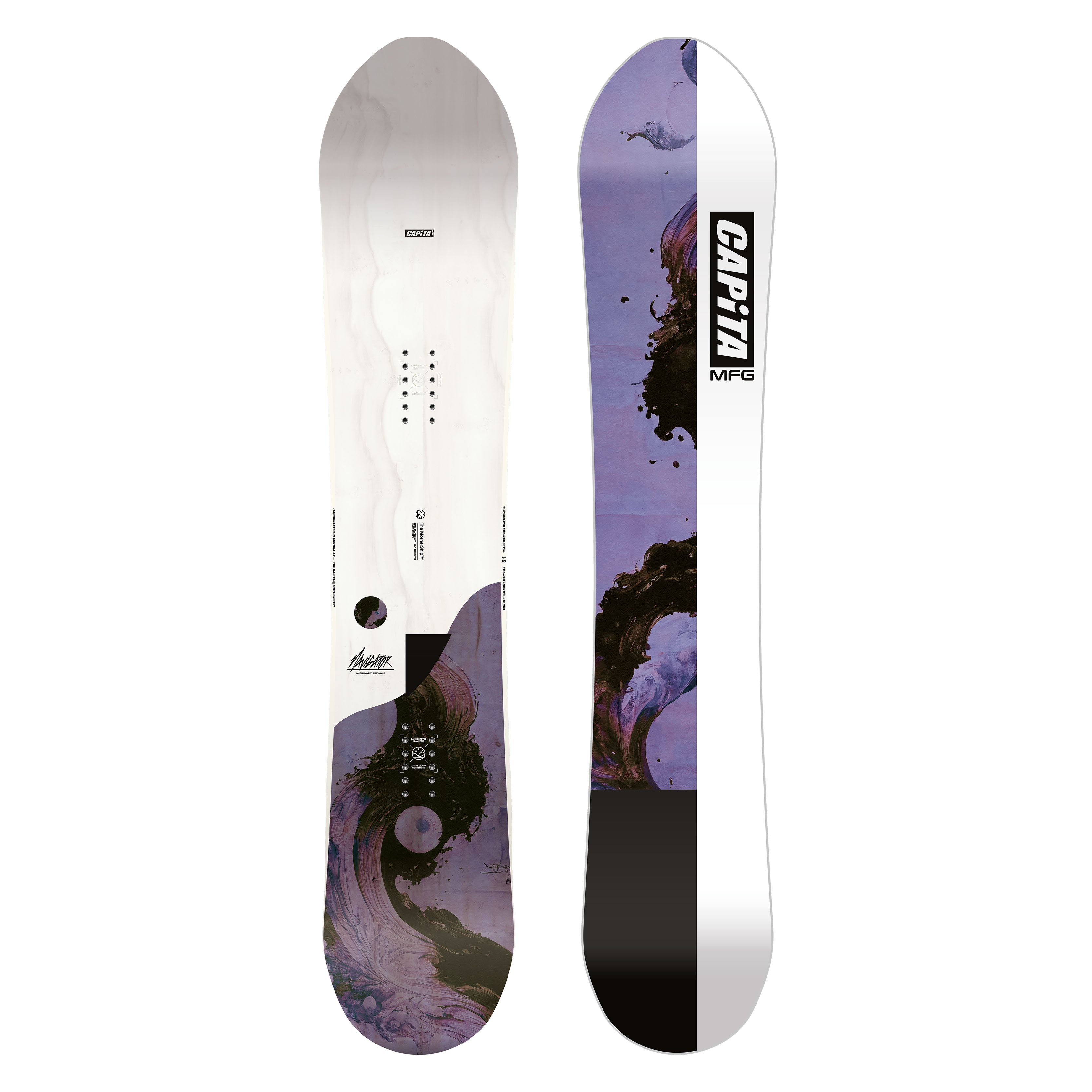 Snowboard design for NAVIGATOR WMN 24/25 with directional hybrid camber.