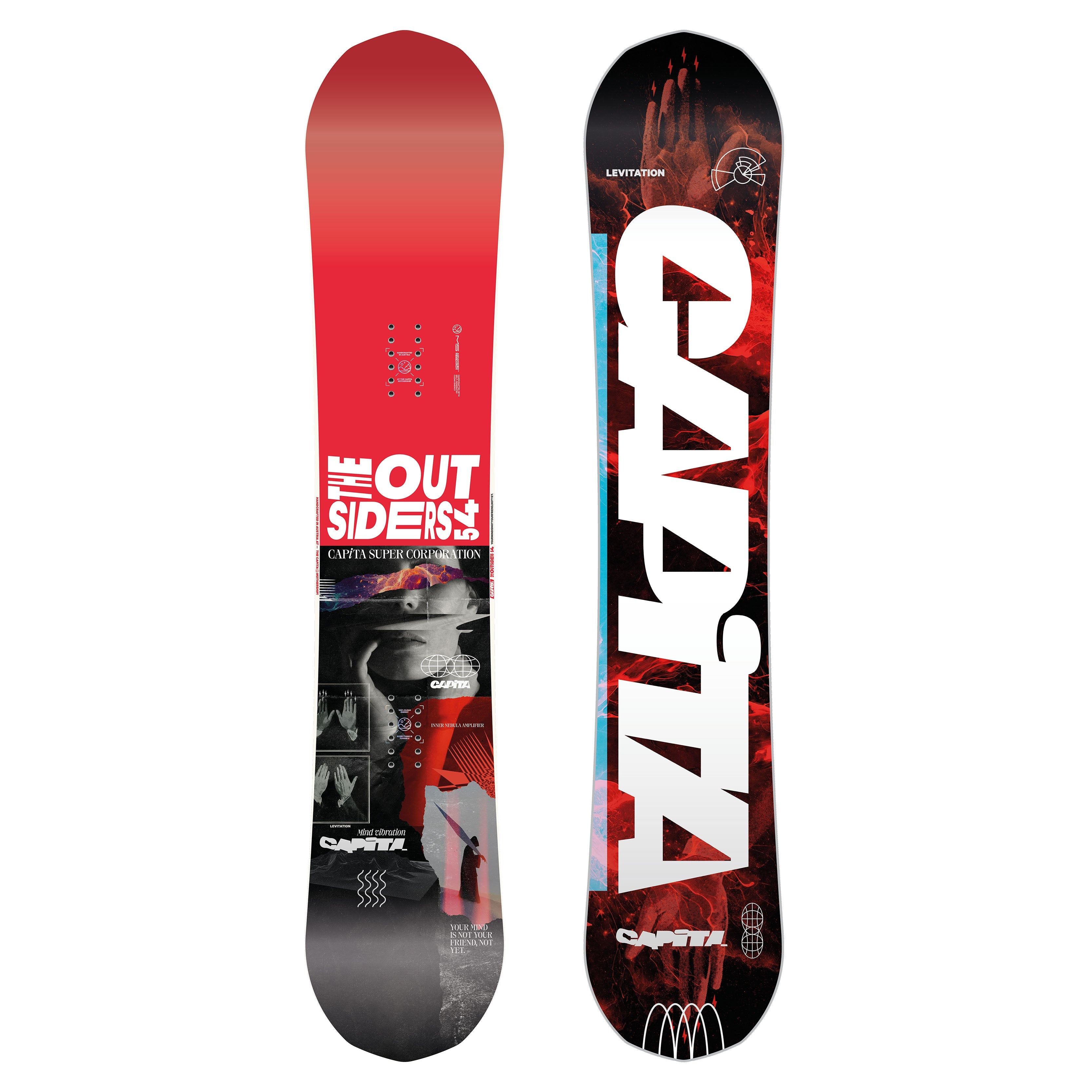 THE OUTSIDERS 24/25 snowboard with vibrant graphics for freestyle park and resort riders.