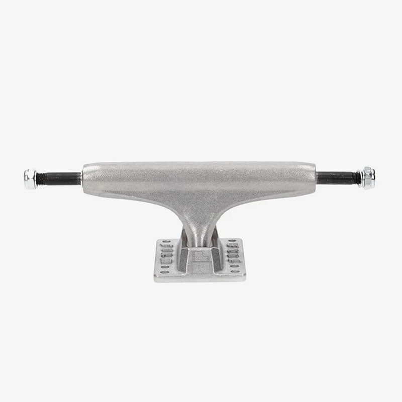 Silver FILM 5.25" skateboard truck, 8" axle width, aluminum reinforced baseplate.