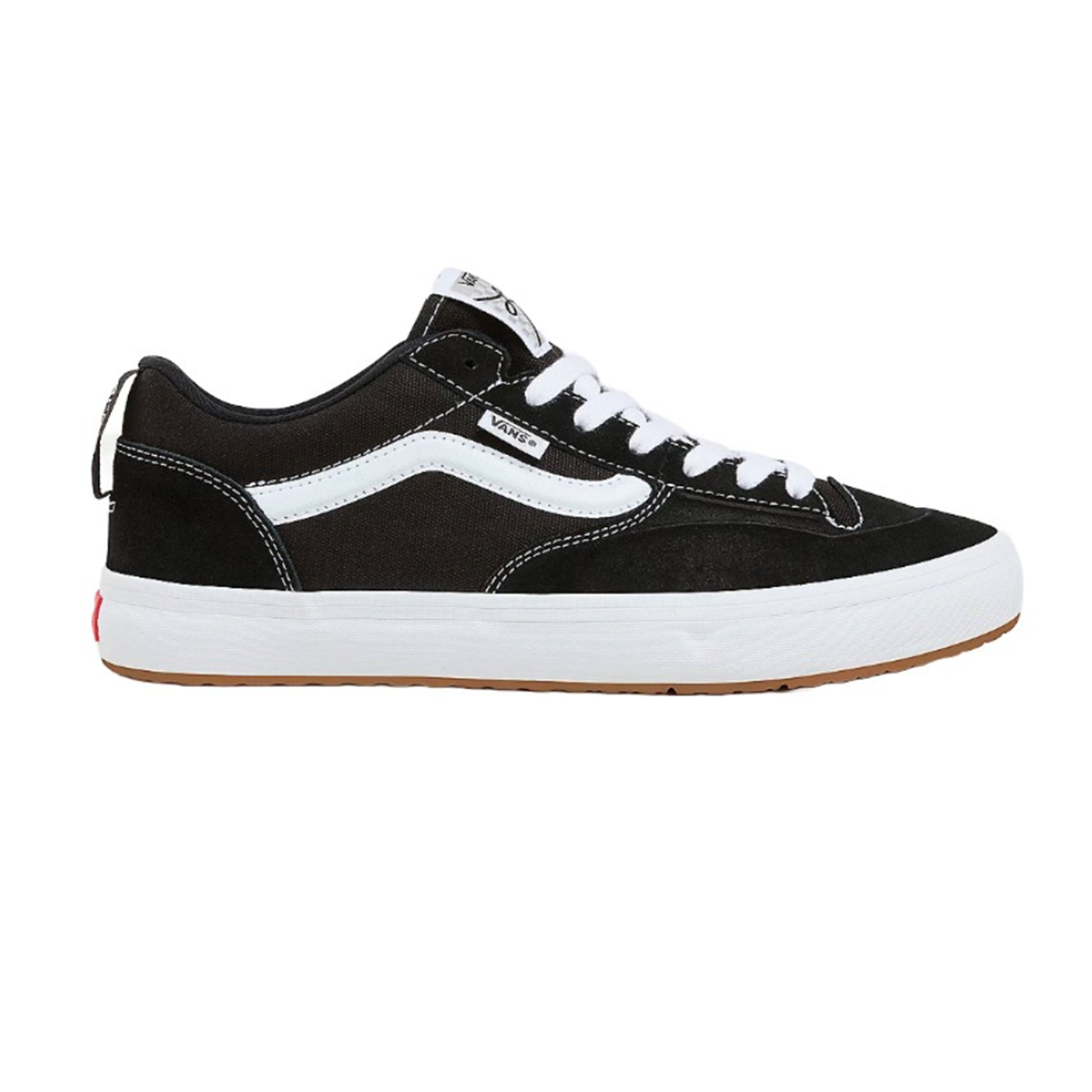 Lizzie Low skate shoe, black with white details, organic cotton, durable design, sustainable materials.