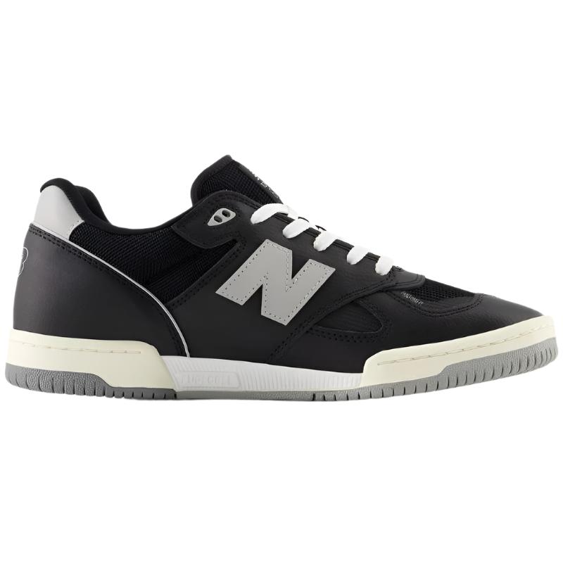 New Balance nm600bbw skate shoe, black and gray colorway, featuring FuelCell foam and FantomFit upper.