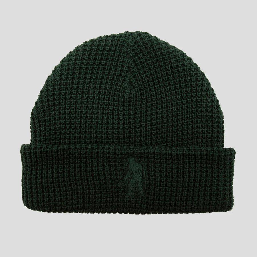 PASS-PORT organic cotton waffle knit beanie in dark green.