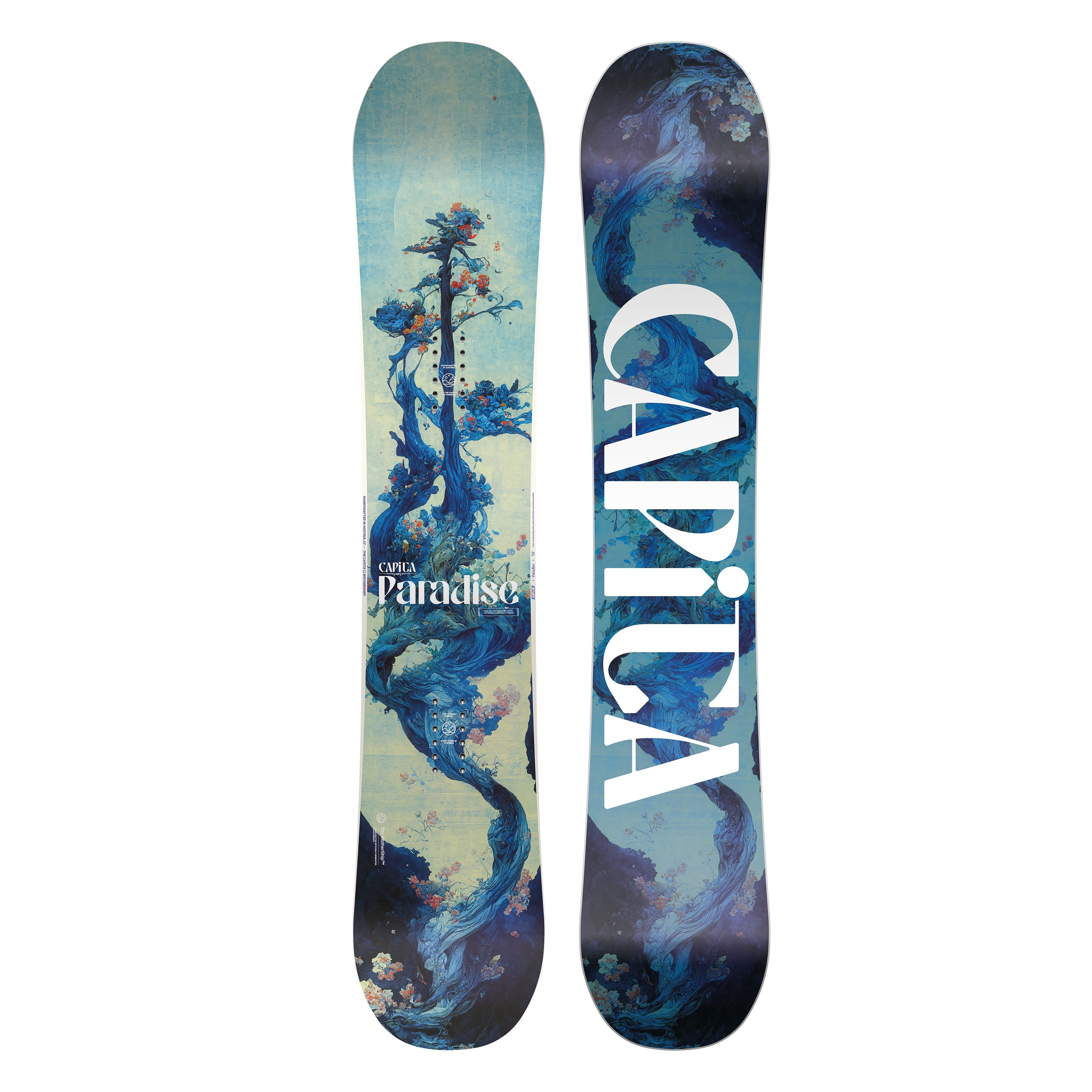 PARADISE 24/25 snowboard with nature-inspired graphic design.