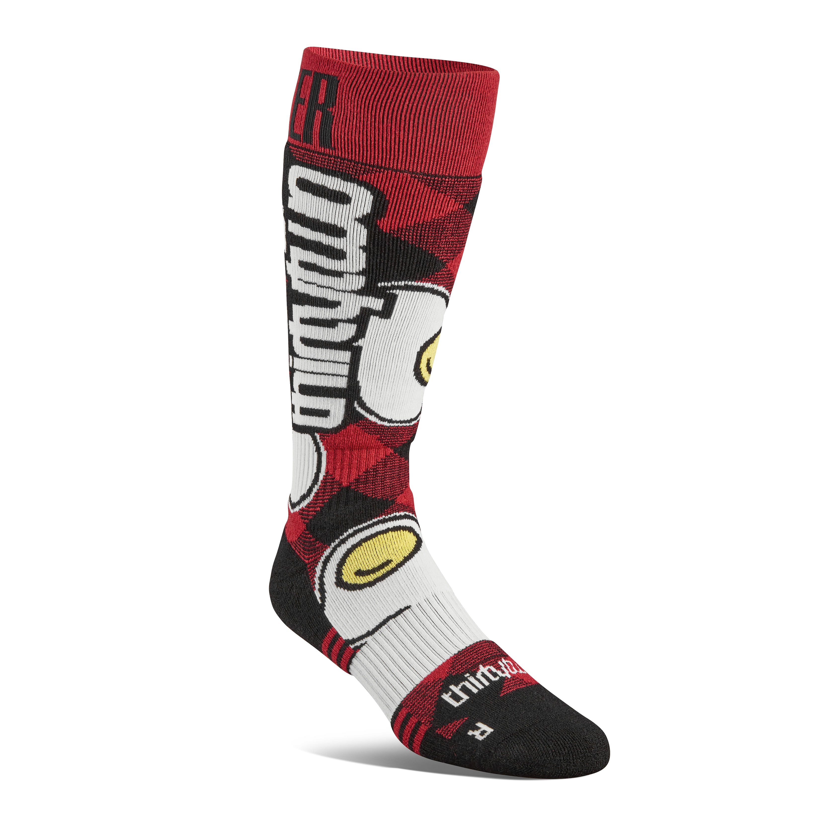 Signature Merino Sock in Red/Black, midweight, ASI fit, merino wool blend, with cushioning and ribbed support.