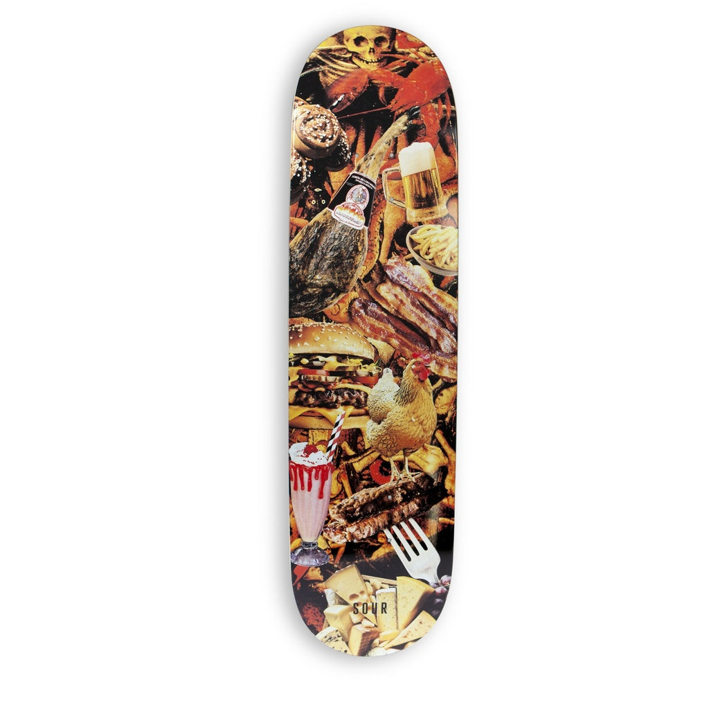 Sour Snape Junk Deck 8.125" skateboard with colorful junk food graphic design.