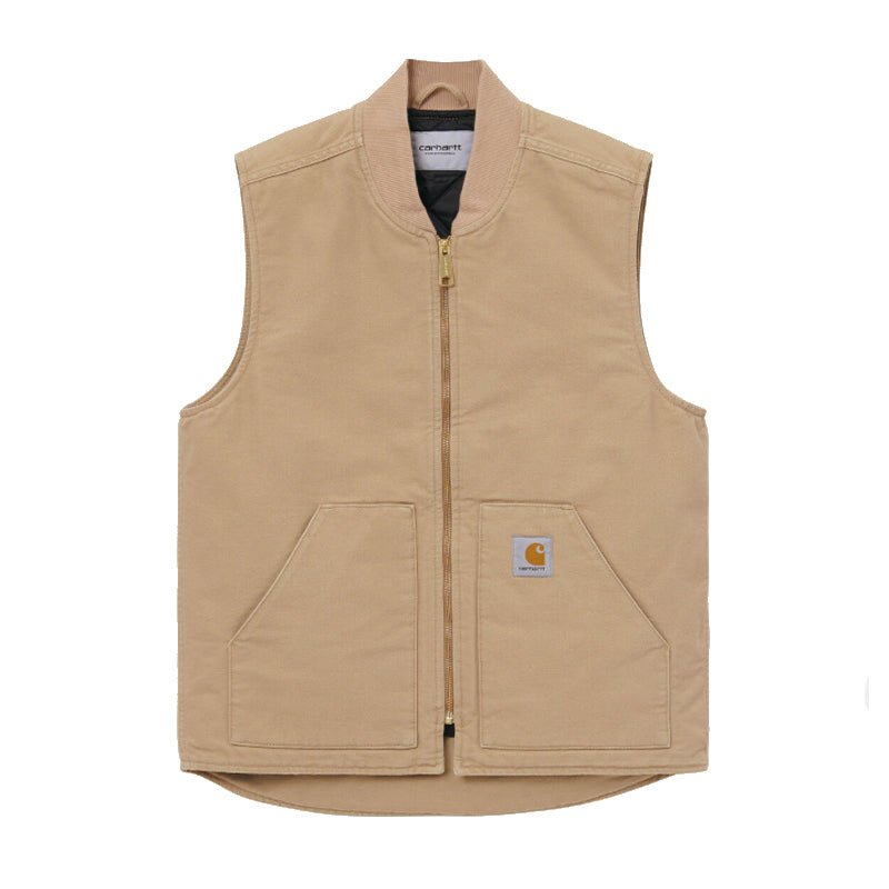 Classic Vest in organic cotton Dearborn Canvas with front pockets and Carhartt label.