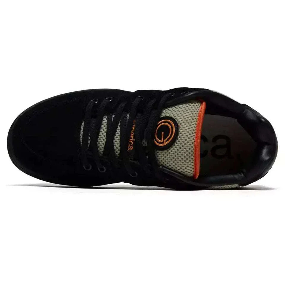 Emerica OG-1 skateboarding shoe with suede and mesh upper, black color.